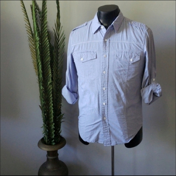 Helix blue and white striped button down shirt - Picture 1 of 4